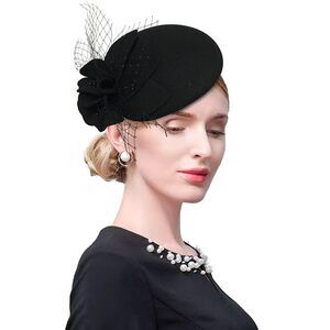 1177 Wool Fascinator Pillbox Hat Winter British Felt For Women